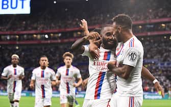 91 Alexandre LACAZETTE (ol) - 88 Corentin TOLISSO (ol) during the Ligue 1 Uber Eats match between Olympique Lyonnais and ESTAC Troyes at Groupama Stadium on August 19, 2022 in Lyon, France. (Photo by Philippe Lecoeur/FEP/Icon Sport/Sipa USA) - Photo by Icon Sport/Sipa USA