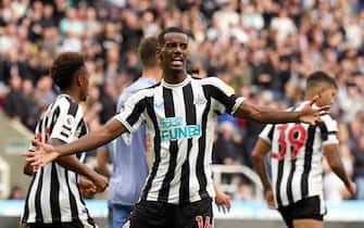 Newcastle United's Alexander Isak celebrates scoring their side's first goal of the game during the Premier League match at St James' Park, Newcastle. Picture date: Saturday September 17, 2022.