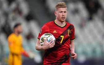Kevin de Bruyne of Belgium during the UEFA Nations League match between Belgium and France played at Allianz Arena Stadium on October 7, 2021 in Turin, Italy. (Photo by PRESSINPHOTO)