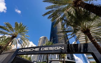 sunny Isles Beach, FL, USA - September 26, 2021: Photo of the Porsche Design Tower beachfront residences