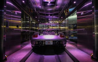 MIAMI, FL - MARCH 18:  A general view of the unique car-lifts during the Grand Opening Event of the Porsche Design Tower Miami on March 18, 2017 in Miami, Florida.  (Photo by John Parra/Getty Images for Porsche Design)