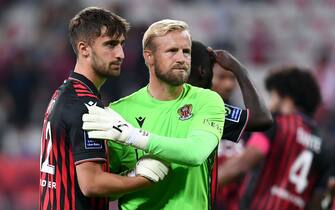42 Mattia VITI (ogcn) - 01 Kasper SCHMEICHEL (ogcn) during the Ligue 1 Uber Eats match between Nice and Nantes at Allianz Riviera on October 23, 2022 in Nice, France. (Photo by Philippe Lecoeur/FEP/Icon Sport/Sipa USA) - Photo by Icon Sport/Sipa USA