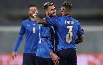 Vincenzo Grifo of Italy celebrates with team mates after scoring to give the side a 1-0 lead during the International Friendly match at Stadio Artemio Franchi, Florence. Picture date: 11th November 2020. Picture credit should read: Jonathan Moscrop/Sportimage via PA Images