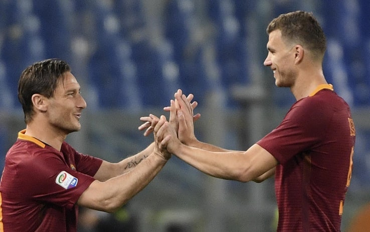 Francesco Totti ed Edin Dzeko ai tempi della Roma