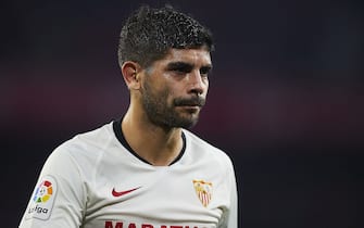 SEVILLE, SPAIN - FEBRUARY 02: Ever Maximiliano Banega of Sevilla FC looks on during the Liga match between Sevilla FC and Deportivo Alaves at Estadio Ramon Sanchez Pizjuan on February 02, 2020 in Seville, Spain. (Photo by Quality Sport Images/Getty Images)
