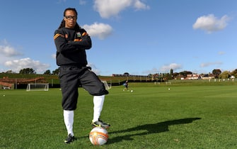 New Barnet joint head coach and player Edgar Davids during the press conference at The Hive Training Ground, London.   (Photo by Andrew Matthews/PA Images via Getty Images)
