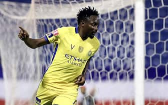 epa08595863 Al-Nassr's Ahmed Musa celebrates after scoring a goal during the Saudi Professional League soccer match between Abha and Al-Nassr, Abha, Saudi Arabia, 10 August 2020.  EPA/STR