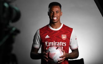 ST ALBANS, ENGLAND - SEPTEMBER 09: Gabriel Magalhaes of Arsenal during the Arsenal Media Photocall at London Colney on September 09, 2020 in St Albans, England. (Photo by David Price/Arsenal FC via Getty Images)