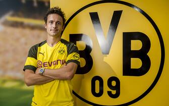 DORTMUND, GERMANY - JUNE 07: Thomas Delaney poses for a photo as he signs for Borussia Dortmund on June 7, 2018 in Dortmund, Germany. (Photo by Alexandre Simoes/Borussia Dortmund via Getty Images)