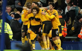 Wolverhampton Wanderers' Rayan Ait-Nouri celebrates scoring their side's second goal of the game with team-mates during the Premier League match at Goodison Park, Liverpool. Picture date: Monday December 26, 2022.