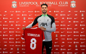 KIRKBY, ENGLAND - JULY 02: (THE SUN OUT, THE SUN ON SUNDAY OUT) Dominik Szoboszlai new signing for Liverpool at AXA Training Centre on July 02, 2023 in Kirkby, England. (Photo by Andrew Powell/Liverpool FC via Getty Images)