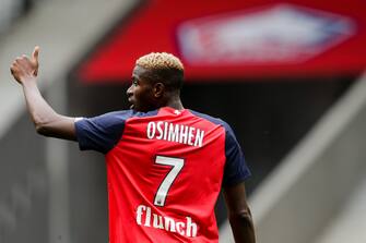 LILLE, FRANCE - AUGUST 11: Victor Osimhen of Lille during the French League 1  match between Lille v Nantes at the Stade Pierre Mauroy on August 11, 2019 in Lille France (Photo by Erwin Spek/Soccrates/Getty Images)