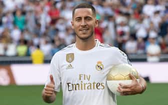 Belgium&#xb4;s Eden Hazard during his presentation as Real Madrid new player at Santiago Bernabeu Stadium in Madrid, Spain, 13 June 2019