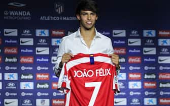 MADRID, SPAIN - JULY 08: The football player Joao Felix is seen at his presentation as new Atletico de Madrid player at Wanda Metropolitano on July 08, 2019 in Madrid, Spain. (Photo by Irina R.H./AFP7/Europa Press via Getty Images)