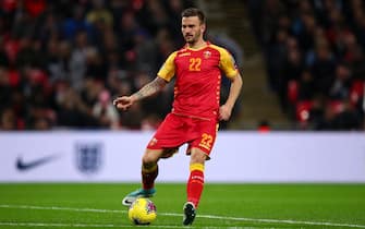 LONDON, ENGLAND - NOVEMBER 14: Marko Simi of Montenegro during the UEFA Euro 2020 qualifier between England and Montenegro at Wembley Stadium on November 14, 2019 in London, England. (Photo by Robbie Jay Barratt - AMA/Getty Images)