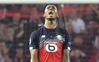 epa07944392 Lille's Gabriel reacts during the UEFA Champions League soccer Group H match between OSC Lille and Valencia CF at the Pierre Mauroy Stadium in Villeneuve-d'Ascq, near Lille, France, 23 October 2019.  EPA/JULIEN DE ROSA