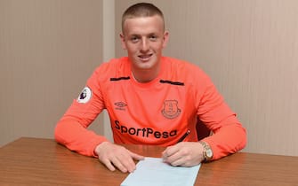 KIELCE, POLAND - JUNE 14:  Goalkeeper Jordan Pickford looks on as he signs for Everton at the Binkowski Hotel on June 14, 2017 in Kielce, Poland.  (Photo by Everton FC/Everton FC via Getty Images)