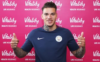 Manchester City's new signing, Brazilian goalkeeper Ederson during a photoshoot at the City Football Academy. Original picture date is 30th May 2017.   (Photo by Victoria Haydn/Manchester City FC via Getty Images)
