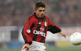 23 Oct 1999:  Reno Gattuso of AC Milan on the ball during the Serie A match against Inter Milan at the San Siro in Milan, Italy.  \ Mandatory Credit: Claudio Villa /Allsport