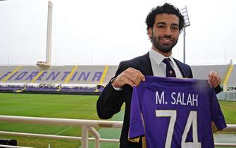 New Fiorentina's player Mohamed Salah during the presentation at Artemio Franchi Stadium in Florence, 6 February 2015. ANSA/ MAURIZIO DEGL'INNOCENTI 