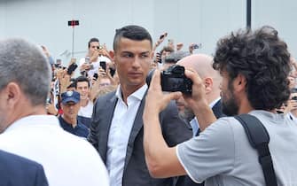 New Juventus soccer player Cristiano Ronaldo of Portugal arrives at Juventus J Medical in Turin, Italy, 16 July 2018. Cristiano Ronaldo joins Italian Serie A side Juventus FC. 
ANSA/ ALESSANDRO DI MARCO