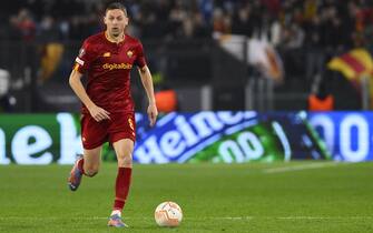 Nemanja Matic of A.S. Roma during the first leg of the round of 16 of the UEFA Europa League between A.S. Roma and Real Sociedad de Futbol on March 9, 2023 at the Stadio Olimpico in Rome.