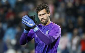 BELGRADE, SERBIA - NOVEMBER 06: Alisson Becker of Liverpool warm-up prior to the Group C match of the UEFA Champions League between Red Star Belgrade and Liverpool at Rajko Mitic Stadium on November 06, 2018 in Belgrade, Serbia. (Photo by Srdjan Stevanovic/Getty Images)