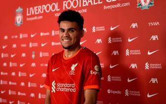 KIRKBY, ENGLAND - FEBRUARY 04: (THE SUN OUT, THE SUN ON SUNDAY OUT) New Liverpool signing Luis Diaz at AXA Training Centre on February 04, 2022 in Kirkby, England. (Photo by Andrew Powell/Liverpool FC via Getty Images)