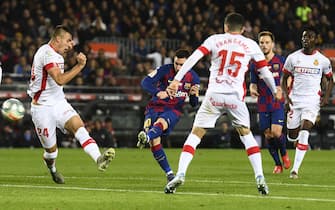 Lionel Messi of FC Barcelona scores his goal during the match FC Barcelona v RCD Mallorca, of LaLiga, 2019/2020 season, date 16. Camp Nou Stadium. Barcelona, Spain, 07 DEC 2019.