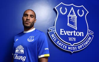 HALEWOOD, ENGLAND - AUGUST 09: (EXCLUSIVE COVERAGE) New Everton signing Ashley Williams poses for a photo at Finch Farm on August 09, 2016 in Halewood, England.  (Photo by Tony McArdle/Everton FC via Getty Images)