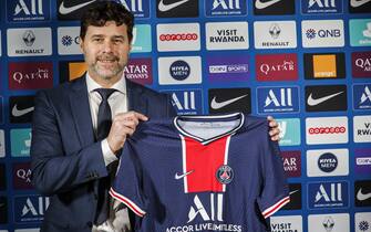 French football club Paris Saint-Germain's newly appointed coach Mauricio Pochettino during press conference to officially present him as the club's new recruit on January 2, 2021 in Paris, France. Handout photo of PSG via ABACAPRESS.COM