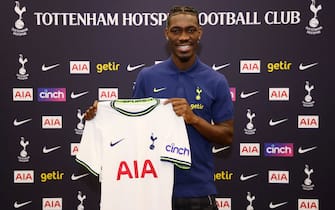 ENFIELD, ENGLAND - JUNE 17: New Tottenham Hotspur signing Yves Bissouma poses as he signs for the club on June 17, 2022 in Enfield, England. (Photo by Tottenham Hotspur FC/Tottenham Hotspur FC via Getty Images)