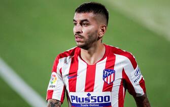 GETAFTE, SPAIN - JULY 16: Angel Correa of Atletico Madrid during the La Liga Santander  match between Getafe v Atletico Madrid at the Coliseum Alfonso Perez on July 16, 2020 in Getafte Spain (Photo by David S. Bustamante/Soccrates/Getty Images)