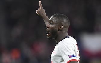 epa08284646 Leipzig's Dayot Upamecano reacts during the UEFA Champions League round of 16, second leg soccer match between RB Leipzig and Tottenham Hotspur in Leipzig, Germany, 10 March 2020.  EPA/FILIP SINGER