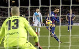 Leo Messi during the spanish league match between FC Barcelona and Deporitvo de La CoruÃ±a at the Camp Nou Stadium in Barcelona, Catalonia, Spain on December 17,2017 (Photo by Miquel Llop/NurPhoto via Getty Images)