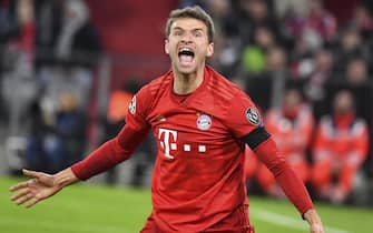 epa07976831 Bayern's Thomas Mueller reacts during the UEFA Champions League group B soccer match between Bayern Munichâ and Olympiacos Piraeus at the Allianz Arena in Munich, Germany, 06 November 2019.  EPA/PHILIPP GUELLAND