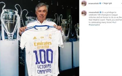 Ancelotti, maglia per le 100 vittorie in Champions