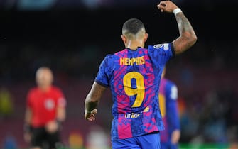 Memphis Depay of FC Barcelona during the UEFA Champions League match between Villarreal CF and Manchester United played at La Ceramica Stadium on November 23, 2021 in Villarreal, Spain. (Photo by PRESSINPHOTO)