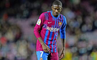 Ousmane Dembele of FC Barcelona during the La Liga match between FC Barcelona and Real Betis played at Camp Nou Stadium on December 04, 2021 in Barcelona, Spain. (Photo by Sergio Ruiz /PRESSINPHOTO)