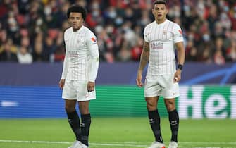 Jules Kounde and Diego Carlos of Sevilla FC