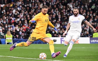 09 Karim BENZEMA (real) - 50 Gianluigi DONNARUMMA (psg) during the UEFA Champions League match between Real Madrid and Paris at Estadio Santiago Bernabeu on March 9, 2022 in Madrid, Spain. (Photo by Anthony Bibard/FEP/Icon Sport) - Photo by Icon sport/Sipa USA