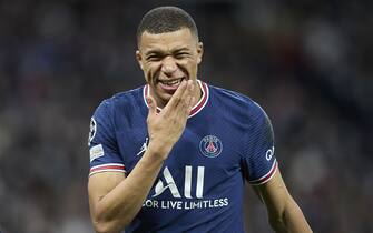 Kylian Mbappe of PSG during the UEFA Champions League match, round of 16 between Real Madrid and PSG played at Santiago Bernabeu Stadium on March 09, 2022 in Madrid, Spain.  (Ruben Albarran / Magma / Pressinphoto)
