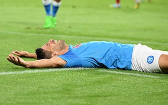 (220908) -- NAPLES, Sept. 8, 2022 (Xinhua) -- Napoli's Giovanni Simeone celebrates his goal during the UEFA Champions League Group A match between Napoli and Liverpool in Naples, Italy, Sept. 7, 2022. (Photo by Alberto Lingria/Xinhua) - Alberto Lingria -//CHINENOUVELLE_0821073/2209080837/Credit:CHINE NOUVELLE/SIPA/2209080851
