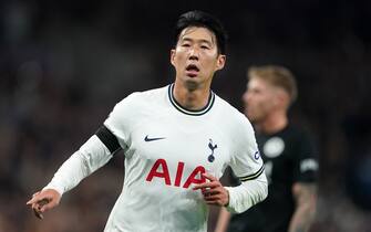 Tottenham Hotspur's Son Heung-min celebrates scoring their side's first goal of the game during the UEFA Champions League Group D match at the Tottenham Hotspur Stadium, London. Picture date: Wednesday October 12, 2022.