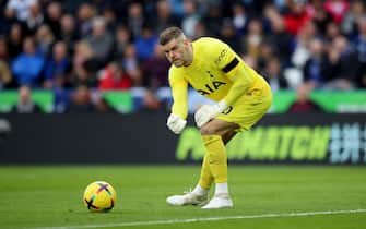Tottenham Hotspur goalkeeper Fraser Forster during the Premier League match at the King Power Stadium, London. Picture date: Saturday February 11, 2023.
