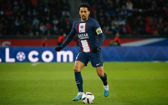 PSG's captain Marquinhos in action during the French L1 football match between Paris Saint-Germain (PSG) and Toulouse FC at Parc des Princes stadium in Paris, FRANCE - 04/02/2023.