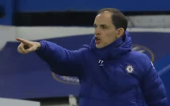 epa08969291 Manager Thomas Tuchel of Chelsea reacts during the English Premier League soccer match between Chelsea FC and Wolverhampton Wanderers in London, Britain, 27 January 2021.  EPA/Richard Heathcote / POOL EDITORIAL USE ONLY. No use with unauthorized audio, video, data, fixture lists, club/league logos or 'live' services. Online in-match use limited to 120 images, no video emulation. No use in betting, games or single club/league/player publications.