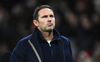 epa10393123 Everton manager Frank Lampard reacts after half-time during the FA Cup third round match between Manchester United and Everton in Manchester, Britain, 06 January 2023.  EPA/Peter Powell EDITORIAL USE ONLY. No use with unauthorized audio, video, data, fixture lists, club/league logos or 'live' services. Online in-match use limited to 120 images, no video emulation. No use in betting, games or single club/league/player publications