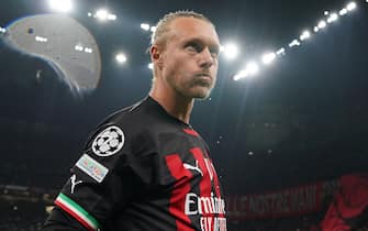 Foto Spada/LaPresse 12 Aprile 2023 - Milano  , Italia - sport, calcio - Ac Milan vs Napoli - Champions League 2022/2023 - Quarti di finale - Stadio San Siro Nella foto:
Simon Kjaer (A.c. Milan);
April 12 , 2023 Milan  , Italy - sport, calcio - Ac Milan vs Napoli  - Champions League 2022/2023 - Quarter finals- San Siro Stadium . In the pic :  Simon Kjaer (A.c. Milan);