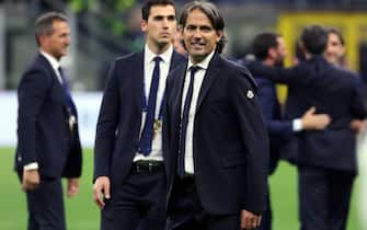 Inter Milan’s head coach Simone Inzaghi reacts during the UEFA Champions League second  leg  of semi final match  between FC Inter  and  Milan   at Giuseppe Meazza stadium in Milan, 16  May  2022.
ANSA / MATTEO BAZZI

